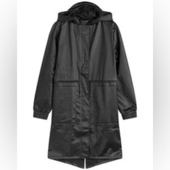 NWT RAINS Rains String Parka in black size S - Picture 1 of 8